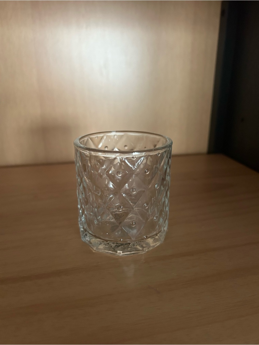 Clear Textured Glass Tea Light Candle Holder